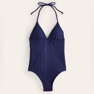 NWT Boden Symi String Navy floral texture one piece Swimsuit LONG & regular